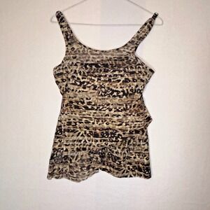 Miracle Suit Swim Top tankini leopard print built in bra size 8‎